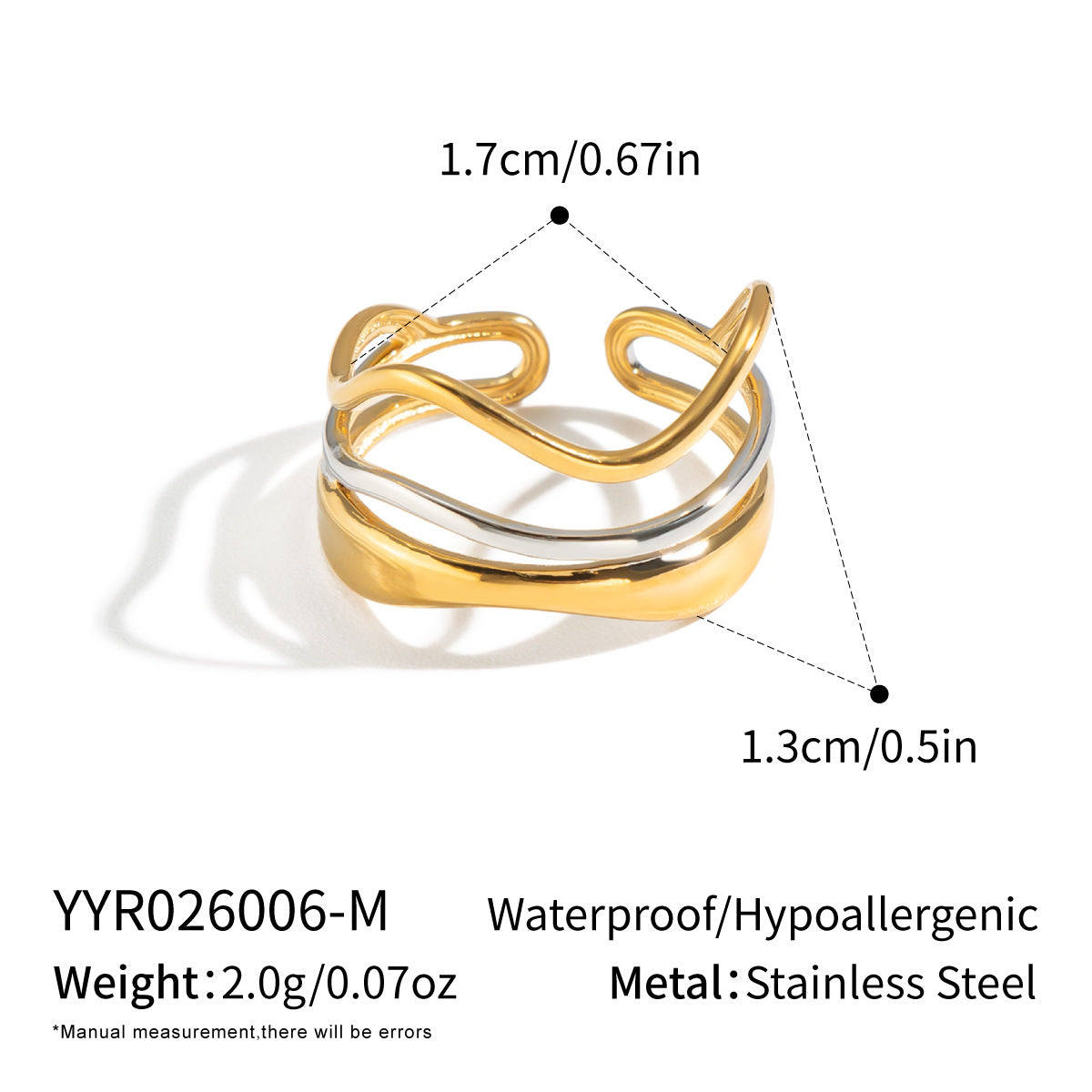 Adjustable Geometric Gold Plated Ring